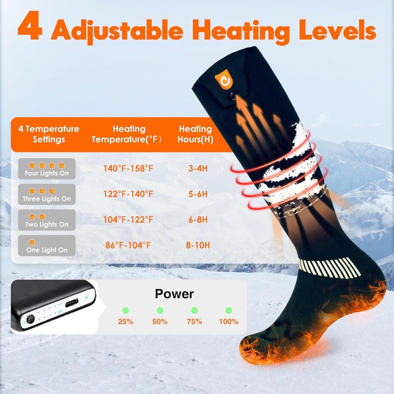 GIOIGOO Rechargeable Heated Socks for Men Women 6000mAh APP Control for Winter Outdoor Working Hiking Skating Camping Hunting - Image 2